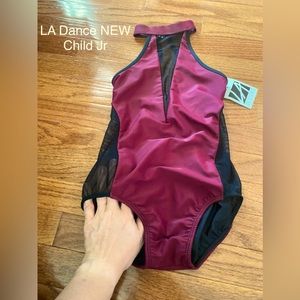 COPY - LA Dance Designs Burgundy and Black Leotard. CJr NEW